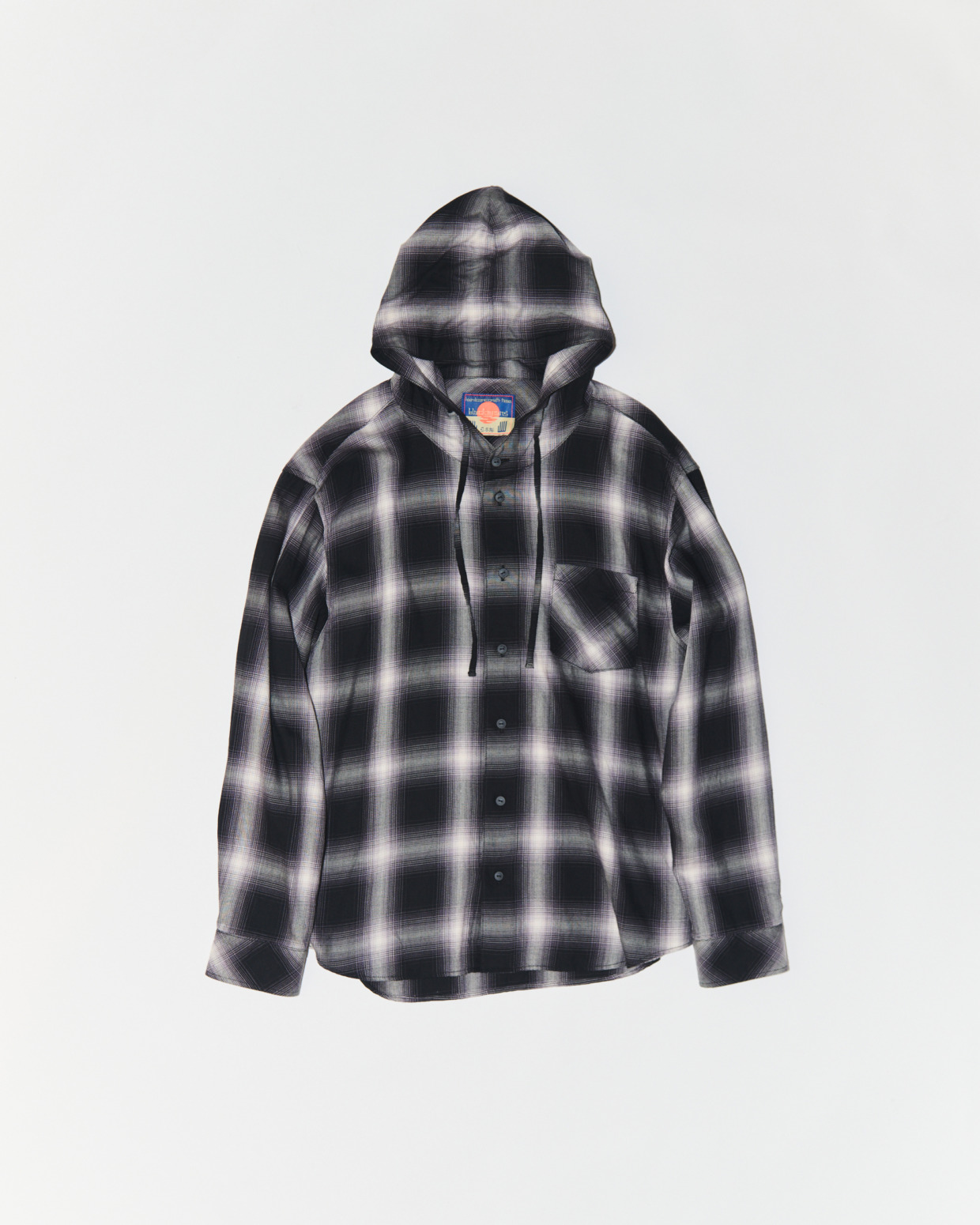 945-82GS195-1 OMBRE CHECK HOODED SHIRT