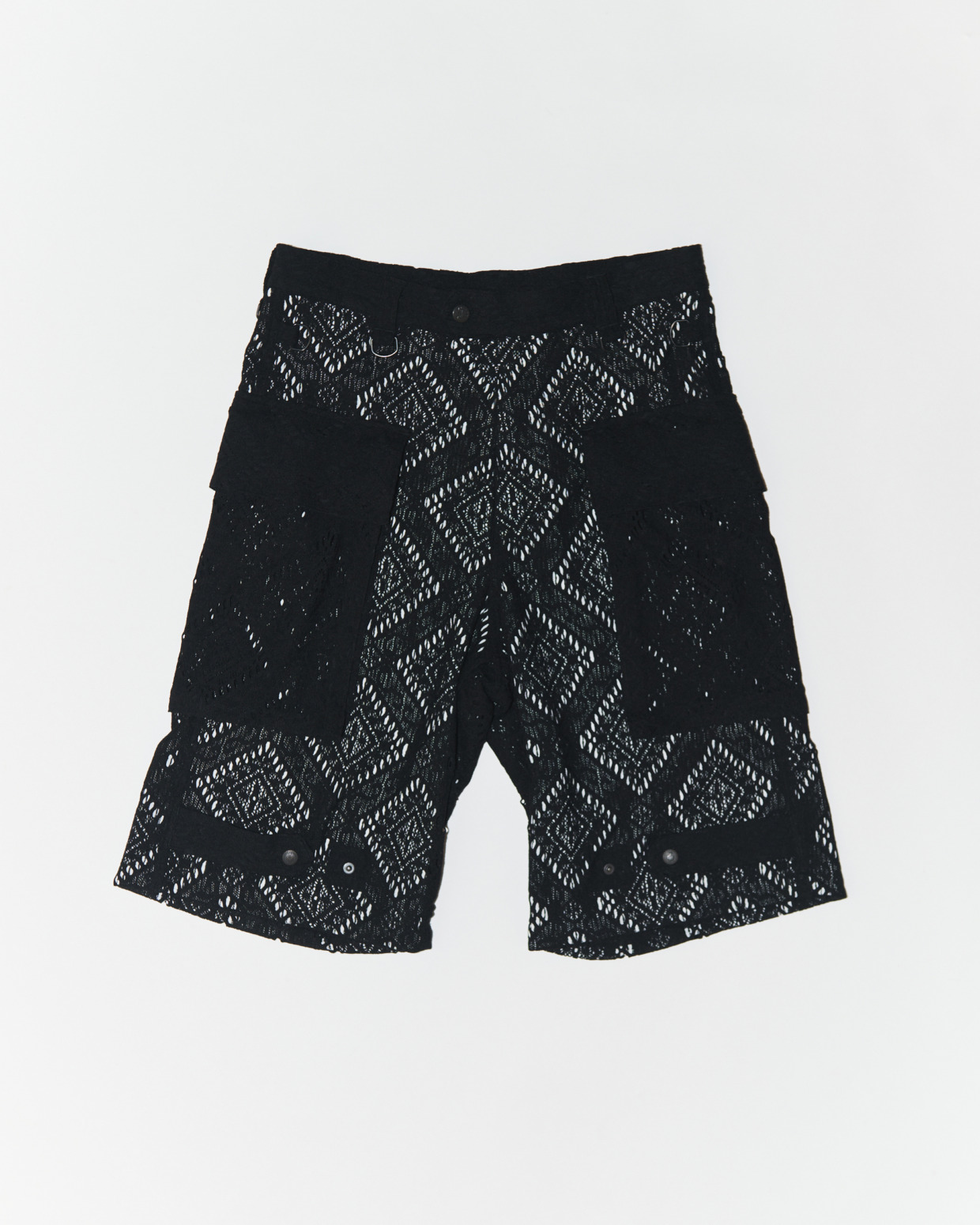 945-82GP269-1 GEOMETRIC LACE & STRIPED CARGO PANTS