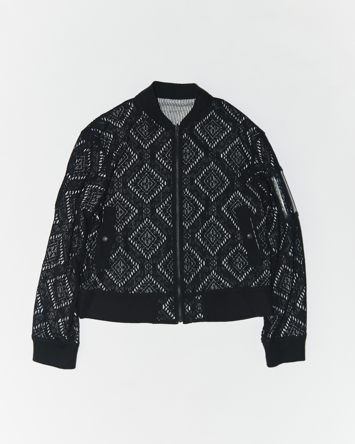 945-82GJ476-1 REVERSIBLE BLOUSON WITH GEOMETRIC LACE & STRIPES